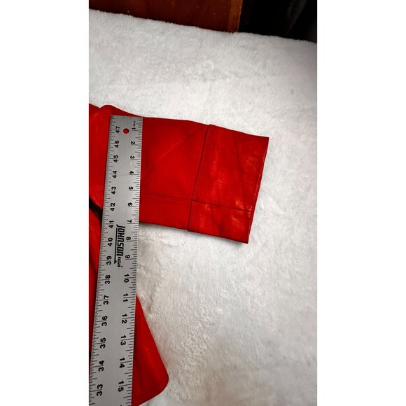 Coldwater Creek Women Red Leather Blazer Jacket P8 Button-Front 3/4 Sleeve Lined - Picture 11 of 11